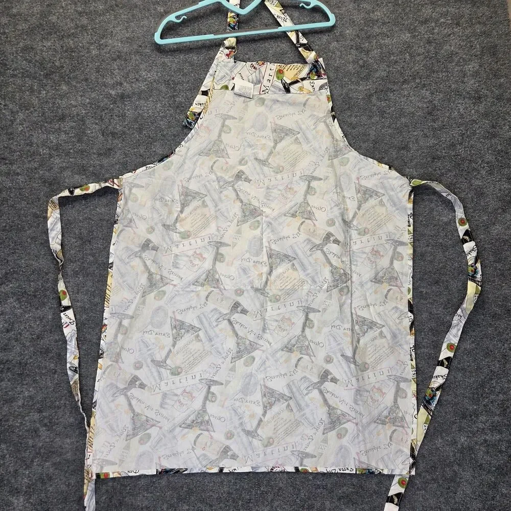 Now Designs Epicurean Cocktail Bib Apron One Size Cotton USA Martini Print Olive
